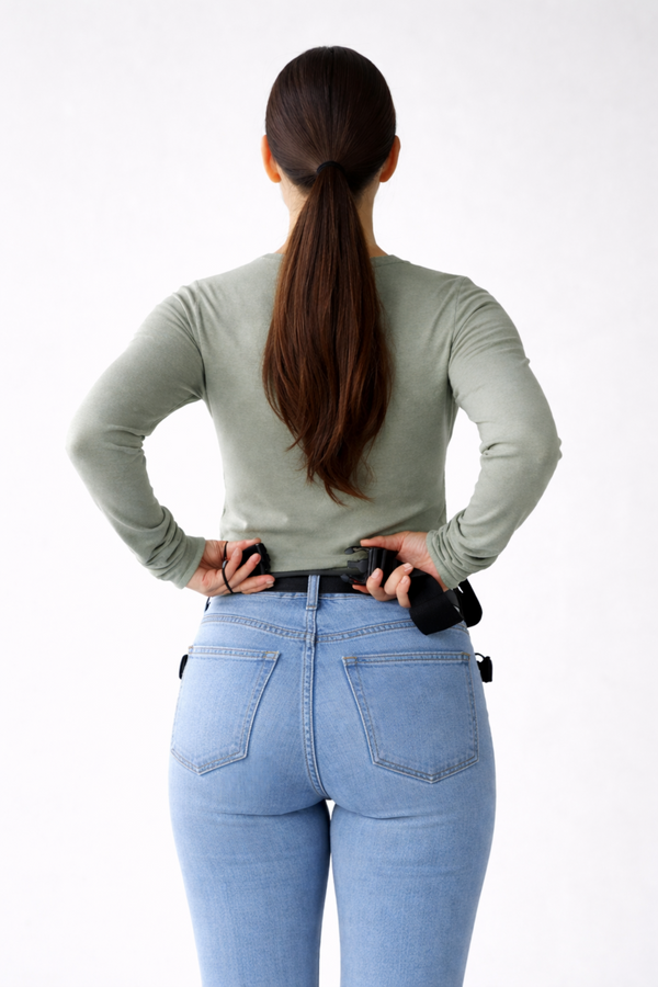 Buckle waistband securely.